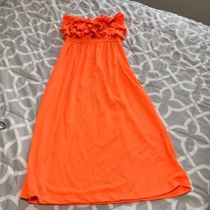 Strapless short Orange Dress
